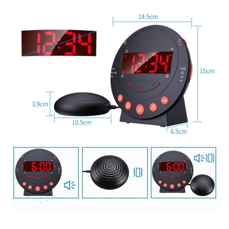 Loud Vibrating Alarm Clock with Bed Shaker